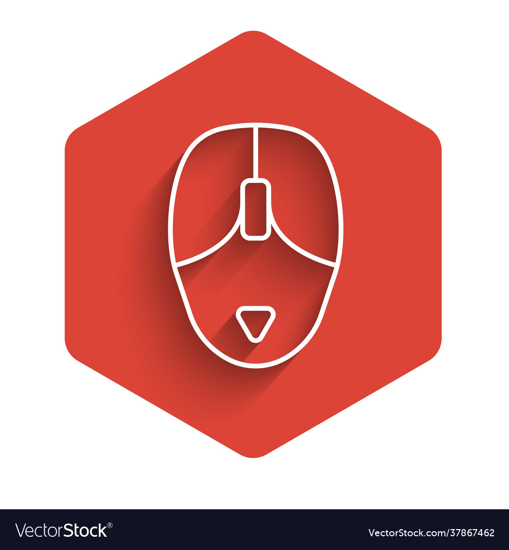 White line computer mouse icon isolated with long vector image White line computer mouse icon isolated with long