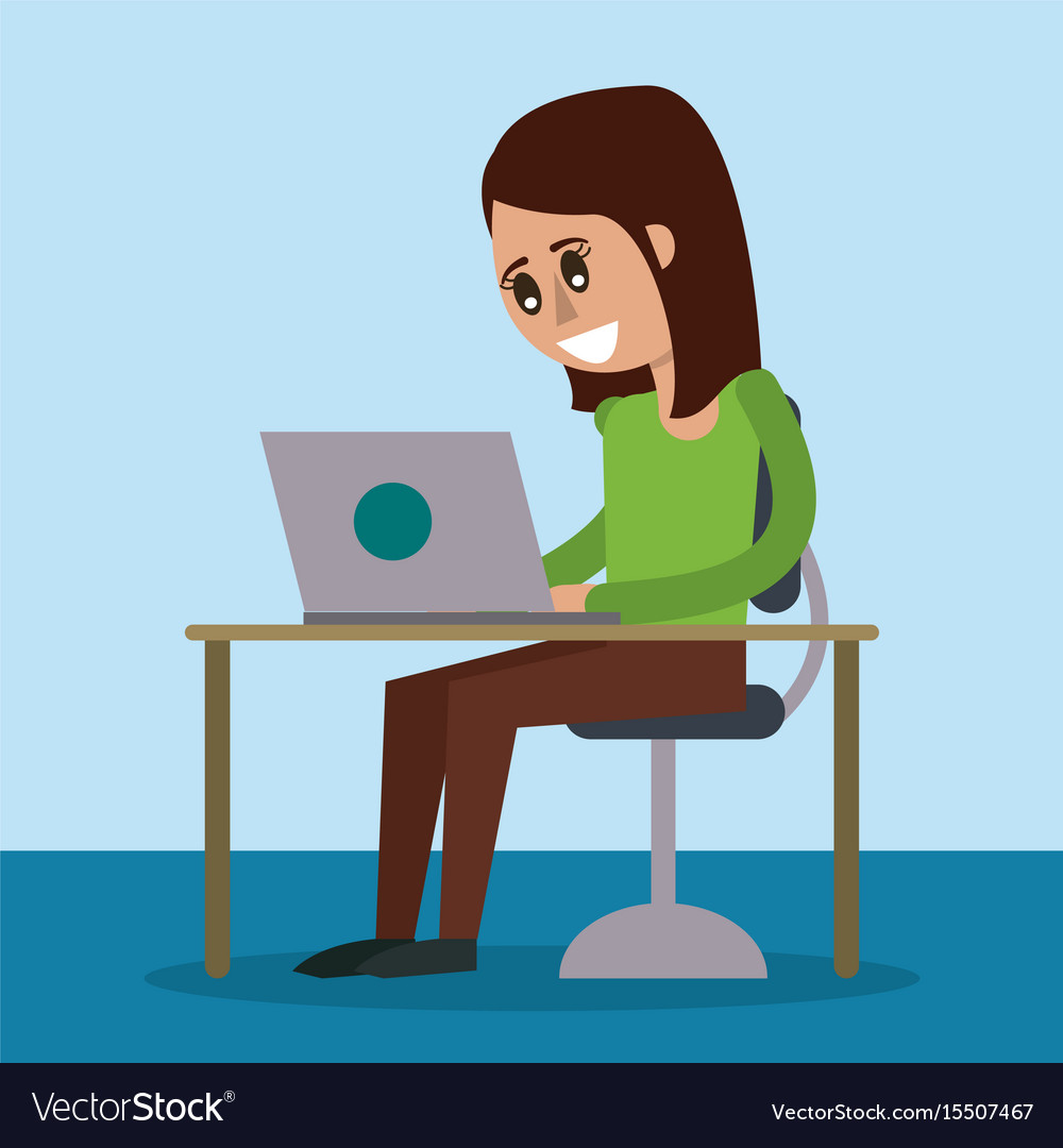 Color background of desk with desktop computer