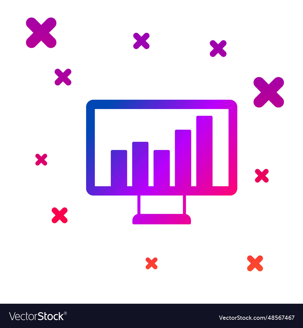 Color computer monitor with graph chart icon vector image Color computer monitor with graph chart icon