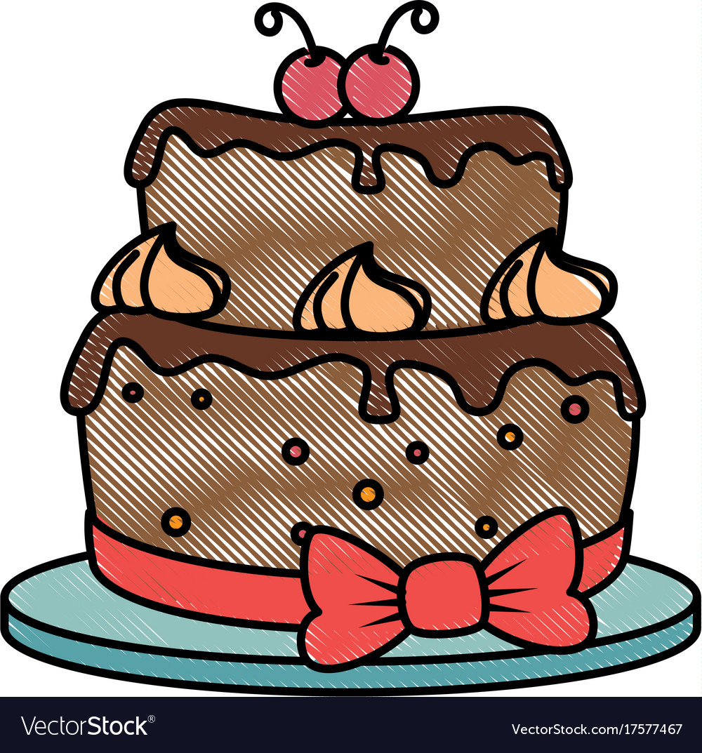 Delicious cake with cherry Royalty Free Vector Image