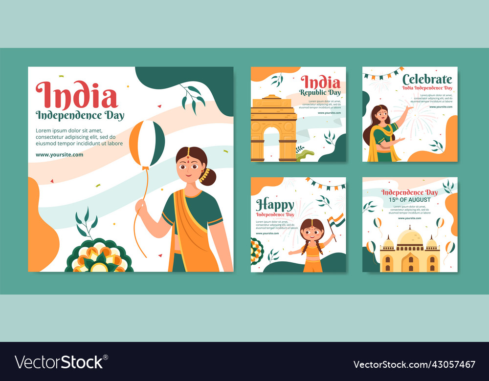 indian-independence-day-social-media-post-vector-image