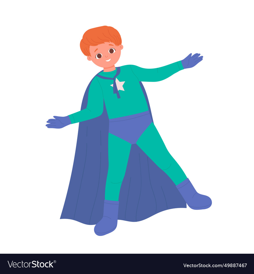 Little Boy Is Superhero Costume Royalty Free Vector Image