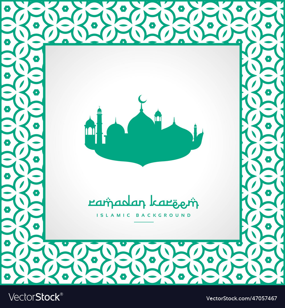 Ramadan festival greeting with mosque and pattern