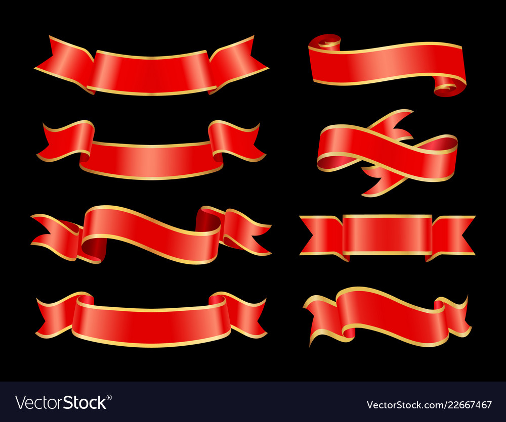 Ribbons curved banner set