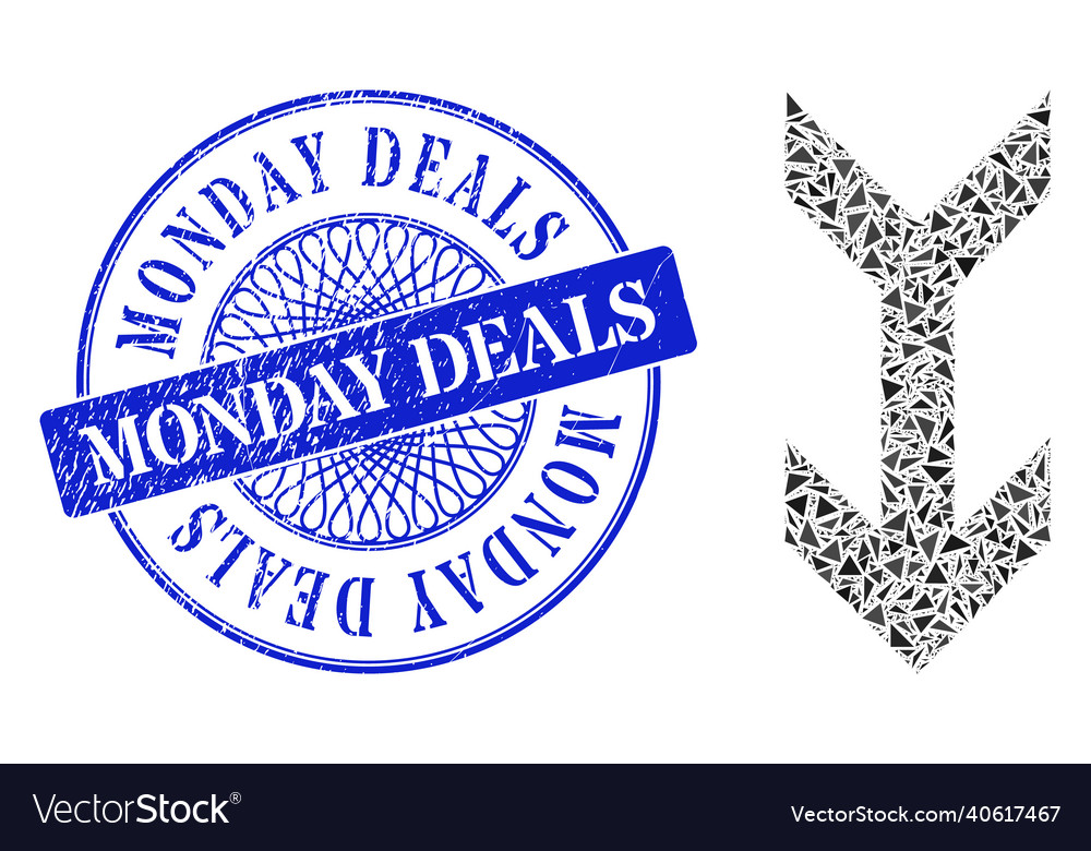 Rubber monday deals badge and triangle arrow down