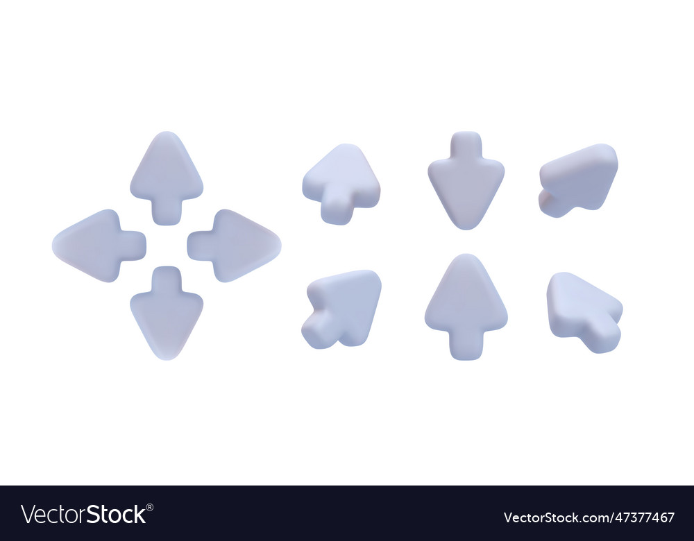 Set of 3d realistic gray arrow icons isolated Vector Image