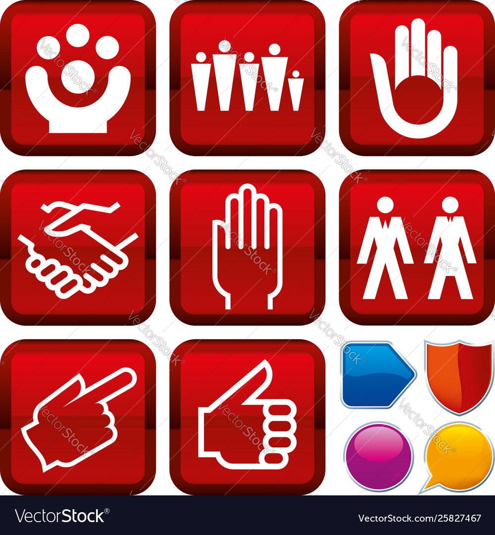 Set people icons on square buttons geometric