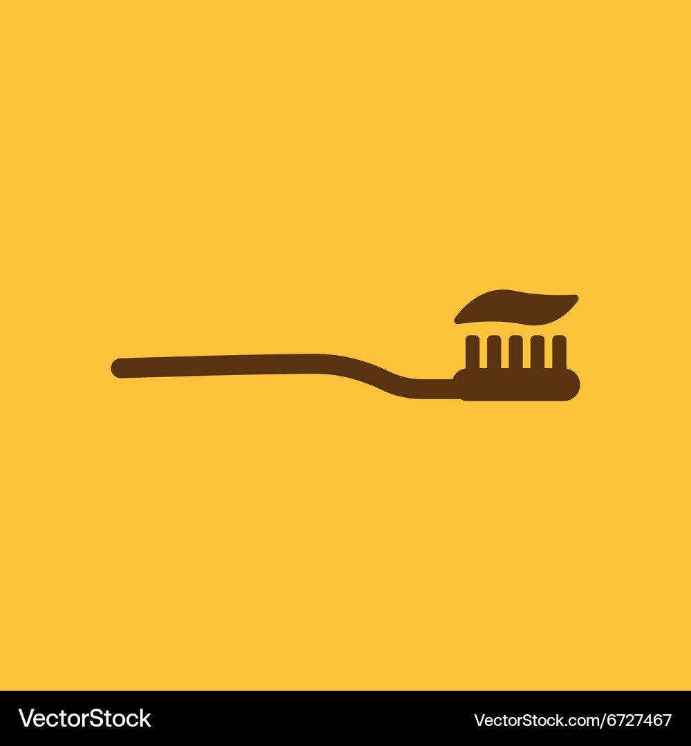 Toothbrush icon toothpaste symbol flat Royalty Free Vector