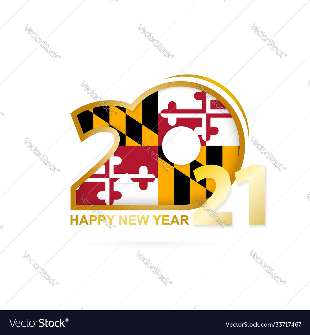 Year 2021 with maryland flag pattern happy new
