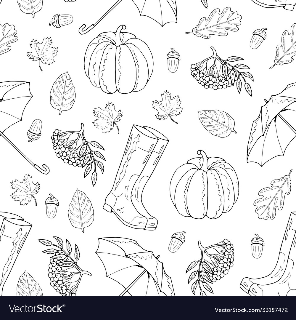 Autumn pattern hand drawing design object