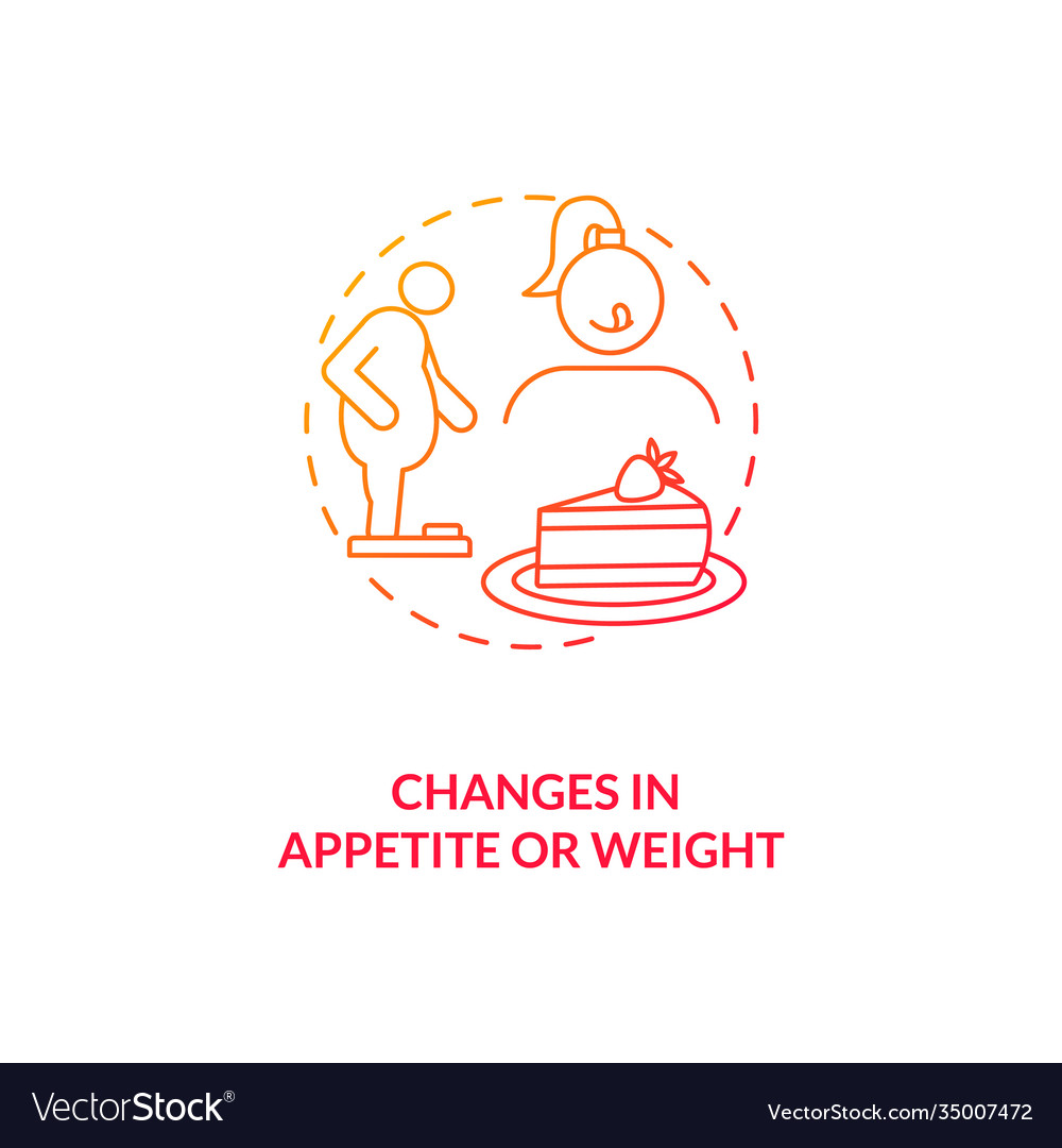 Changes in appetite and weight concept icon vector image Changes in appetite and weight concept icon