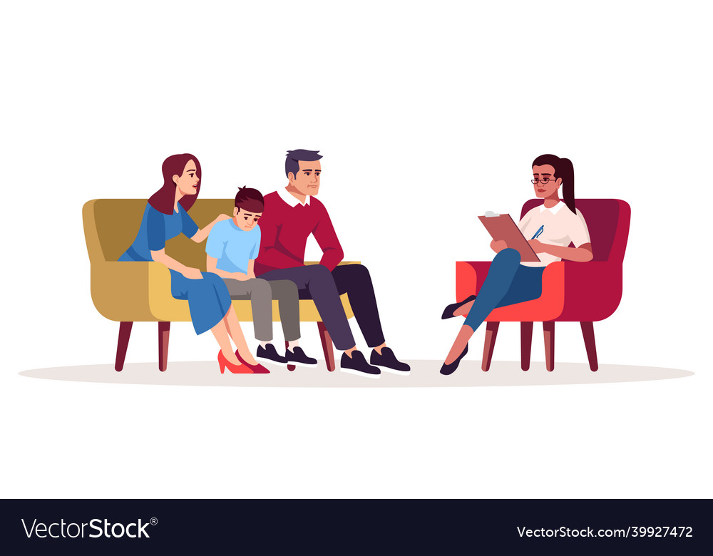 Family therapy session semi flat rgb color Vector Image