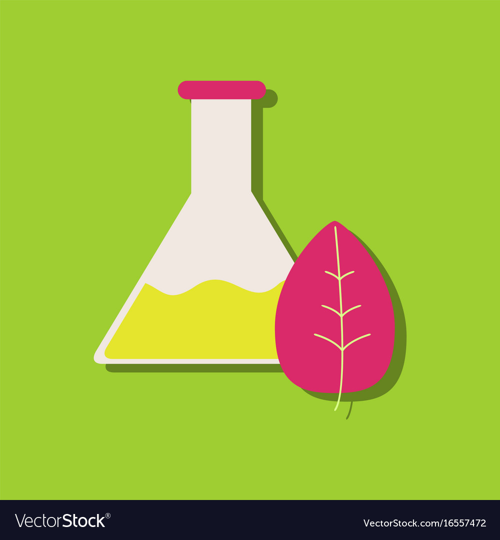 Flat icon design collection lab flask with leaf