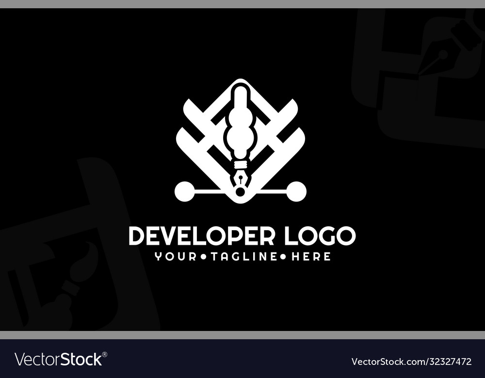 Isolated pen developer logogram template Vector Image Isolated pen developer logogram template