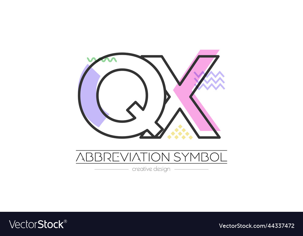 Letters q and x merging of two initials vector image Letters q and x merging of two initials