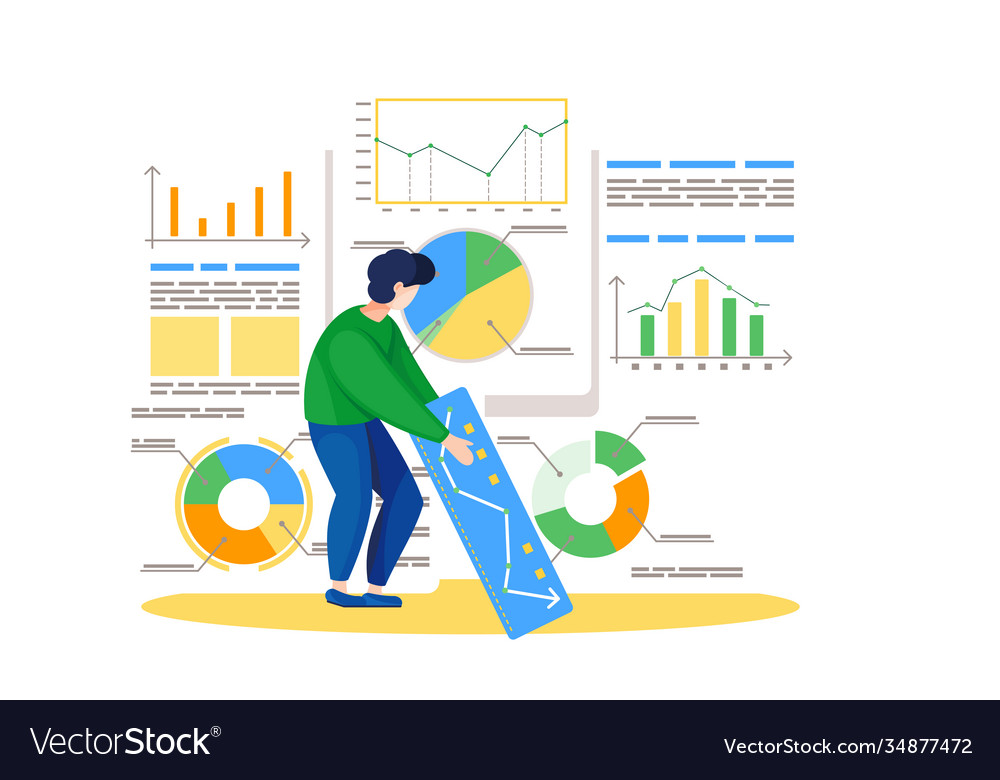 Man preparing to submit a progress report vector image Man preparing to submit a progress report