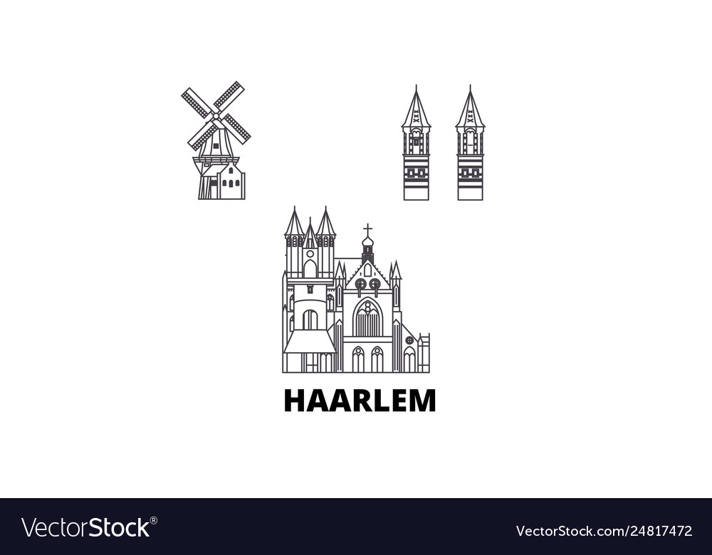 Netherlands Haarlem Line Travel Skyline Set Vector Image 7597