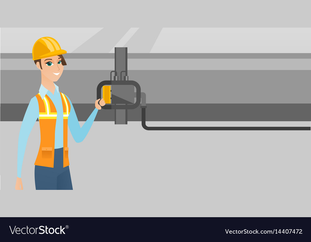 Operator checking detector on gas pipeline