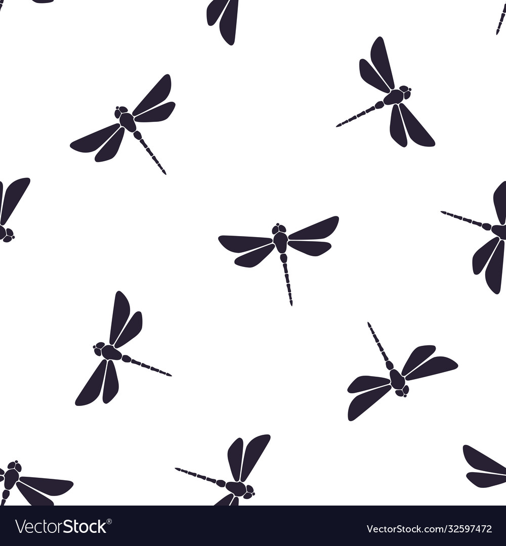 Pattern with silhouettes flying dragonfly vector image Pattern with silhouettes flying dragonfly