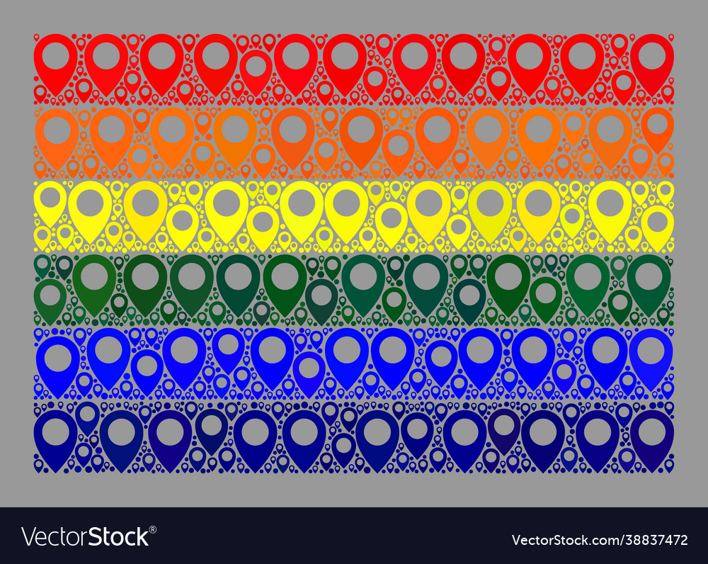 Pointer lgbt flag - collage with map pointers vector image Pointer lgbt flag - collage with map pointers