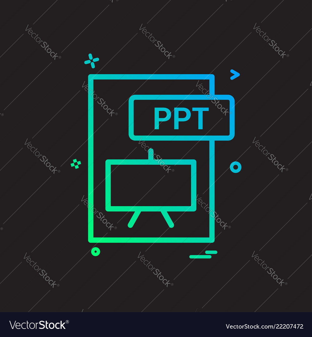 Ppt file format icon design vector image Ppt file format icon design