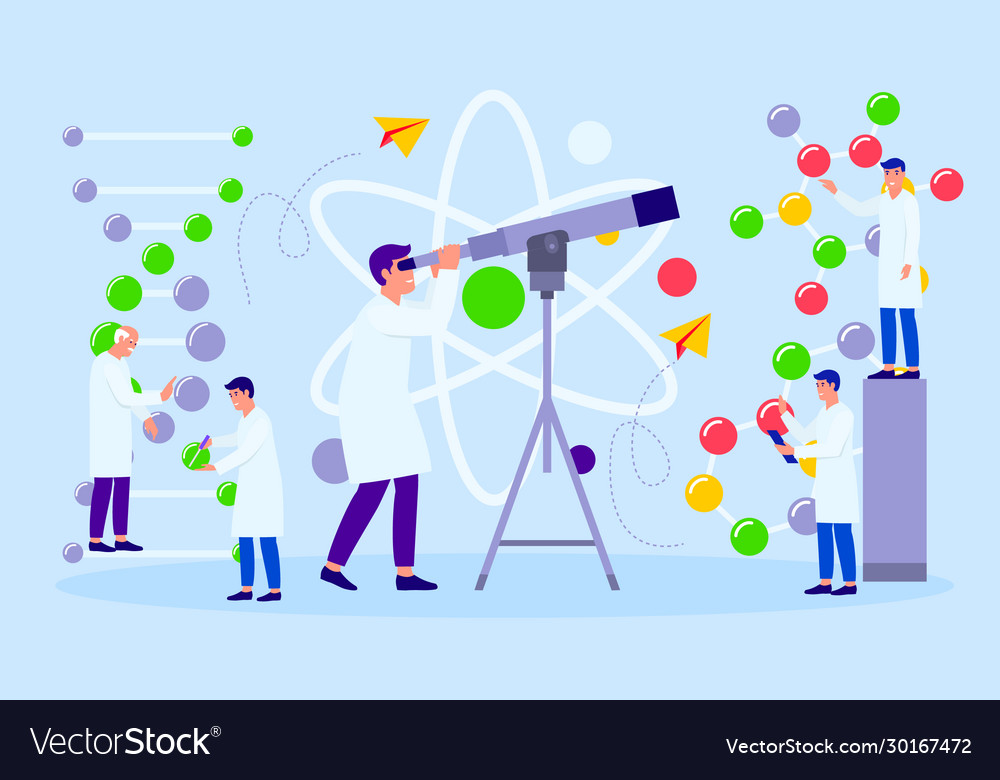 Scientists analyze data in lab