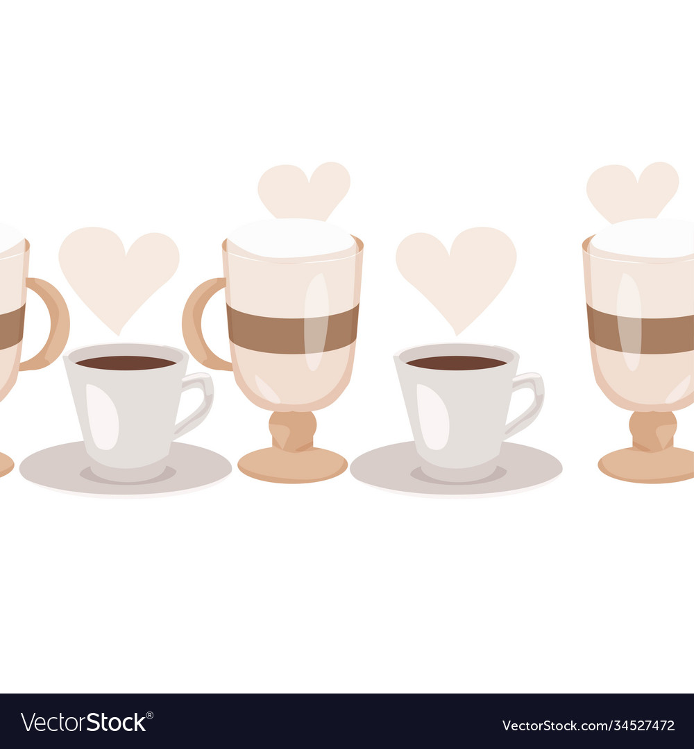 Seamless horizontal pattern background with cups Vector Image Seamless horizontal pattern background with cups