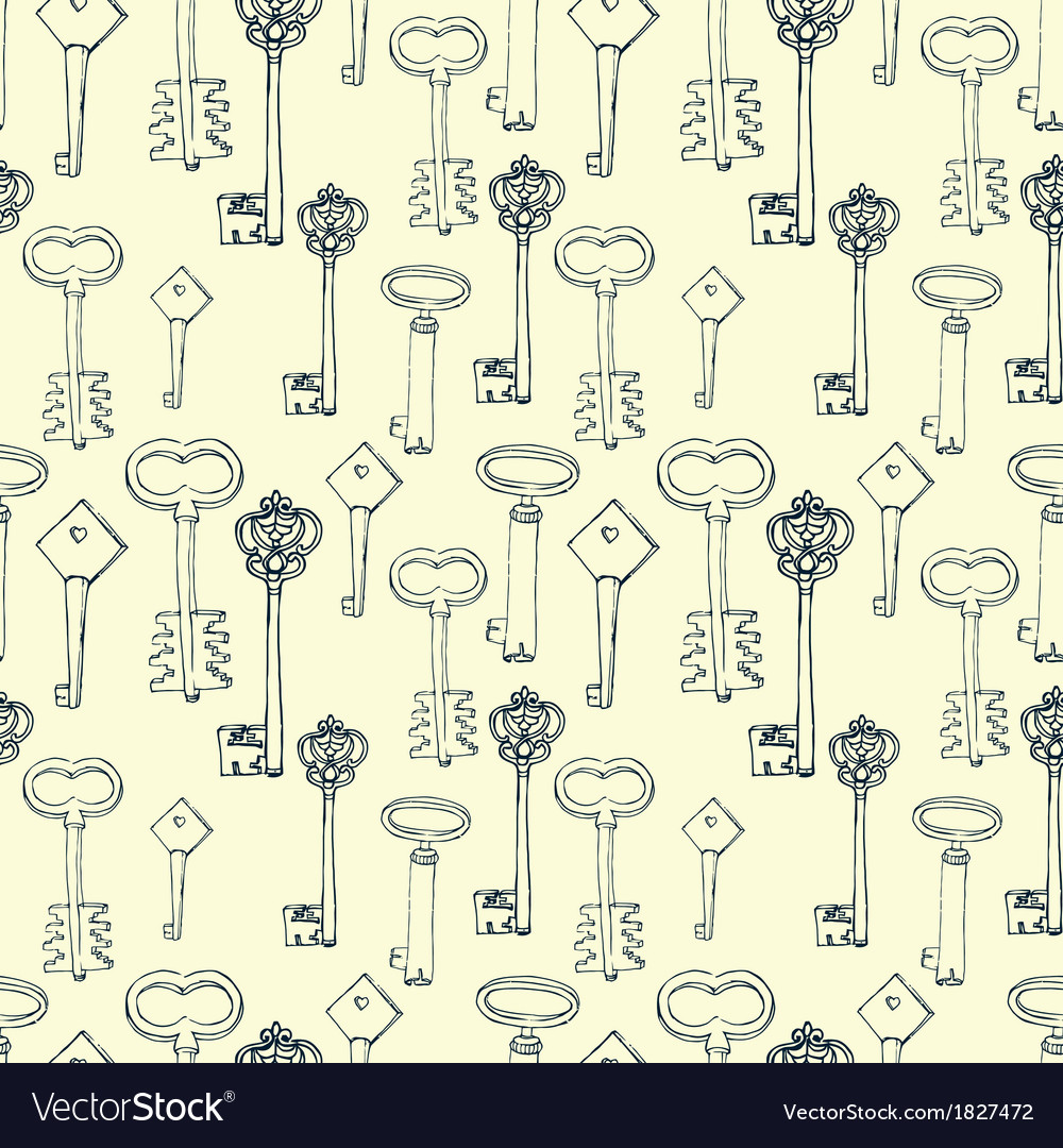 Seamless pattern with retro keys