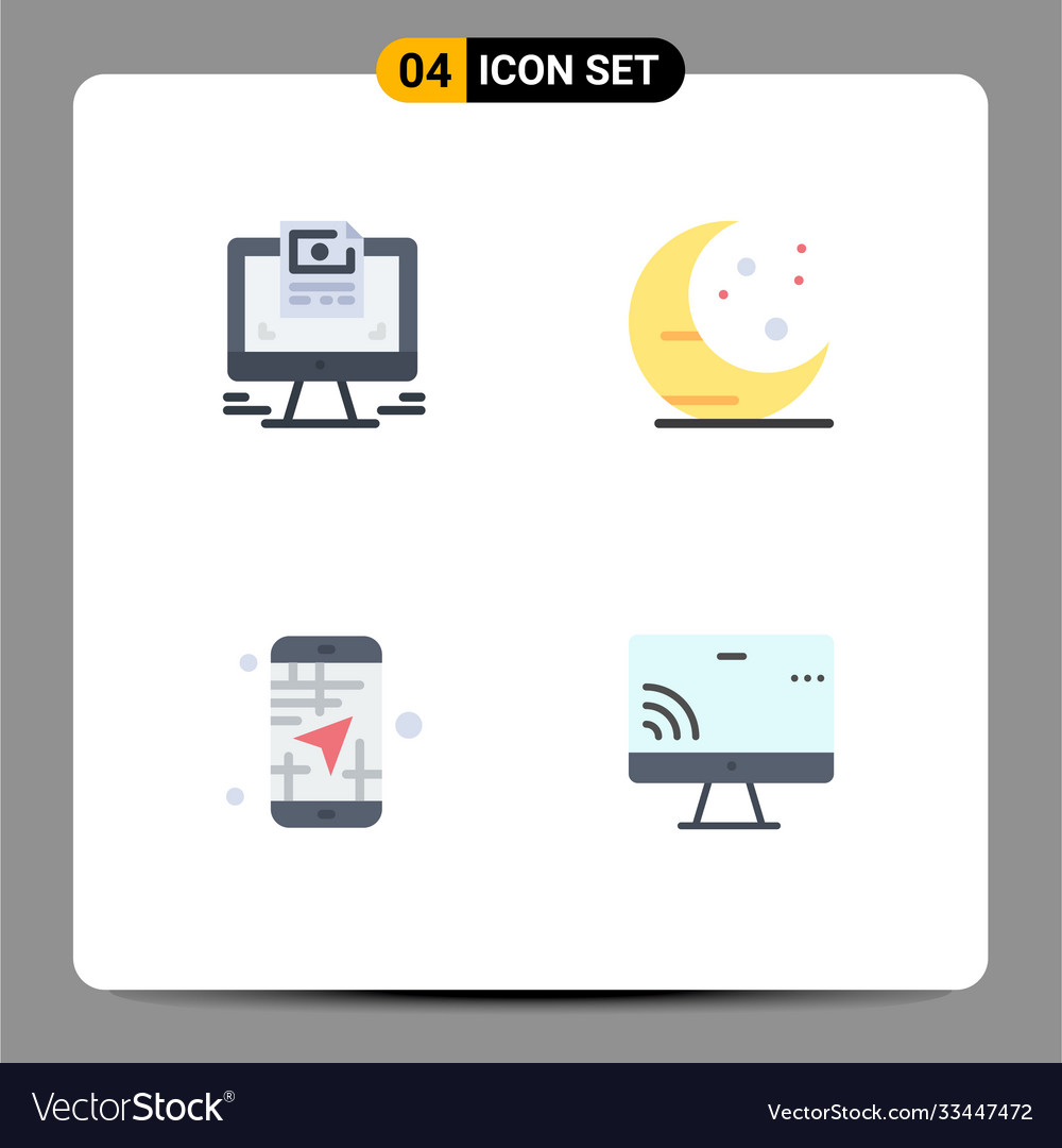 Set 4 flat icons on grid for screen map