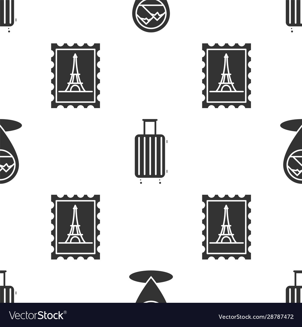 Set map pointer with mountain suitcase for travel Vector Image Set map pointer with mountain suitcase for travel