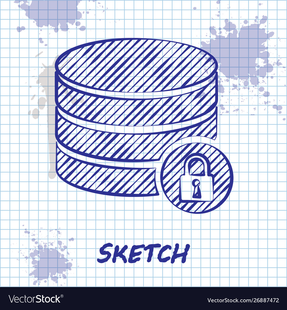 Sketch line server security with closed padlock