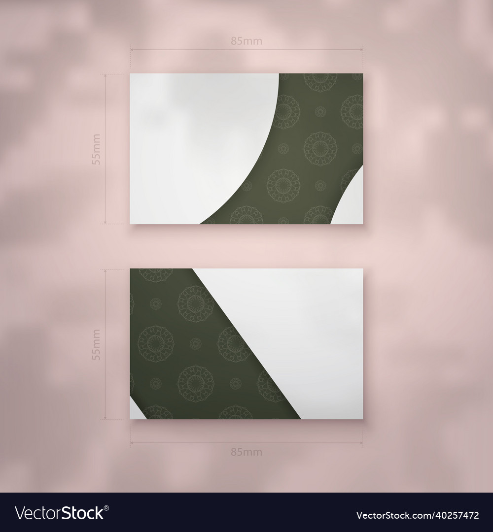 Visiting business card template in dark green