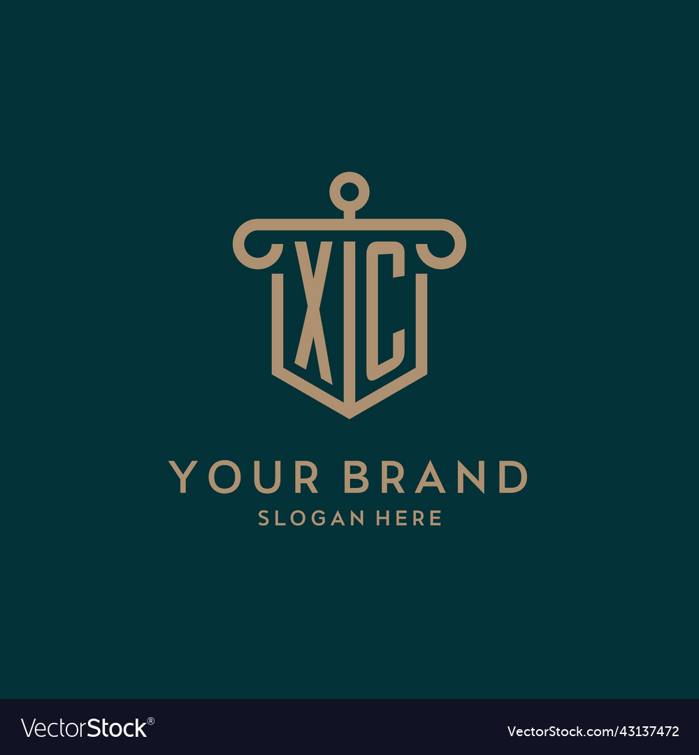 Xc monogram initial logo design with shield