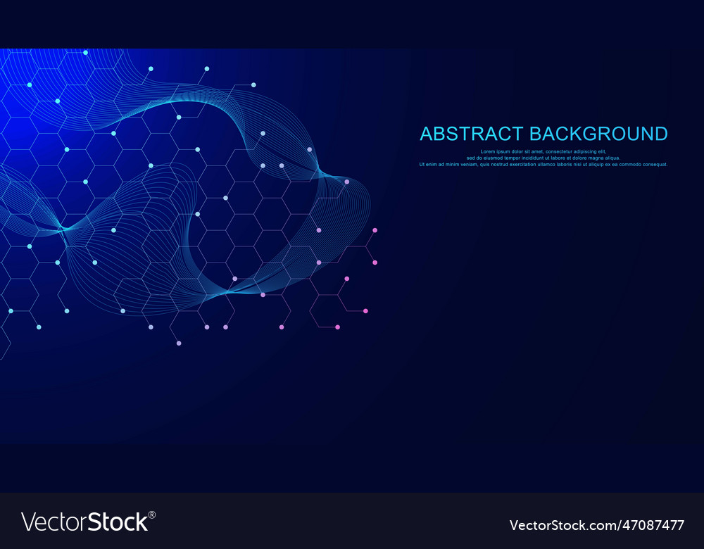 Abstract hexagonal with particles molecule vector image Abstract hexagonal with particles molecule