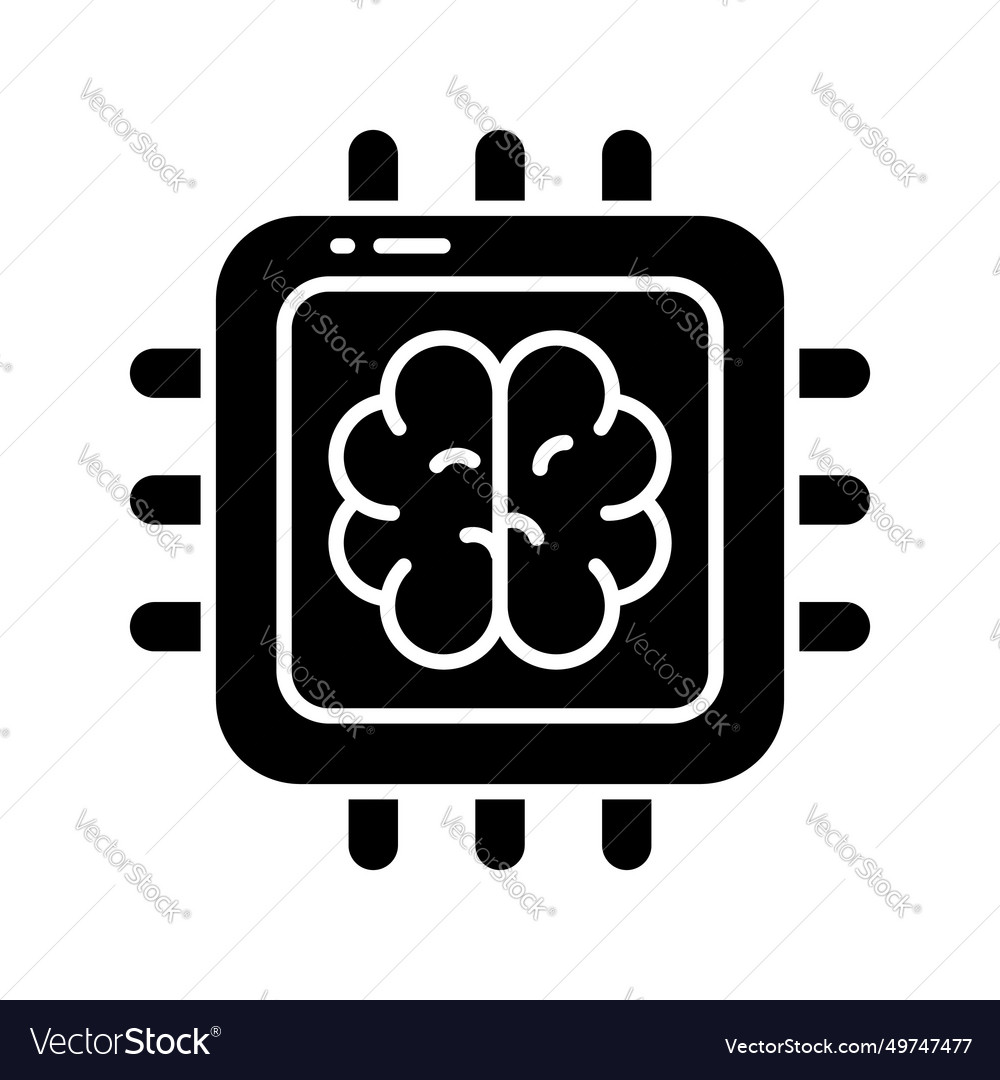 Gehirn mit Mikrochip ai Prozessor Konzept