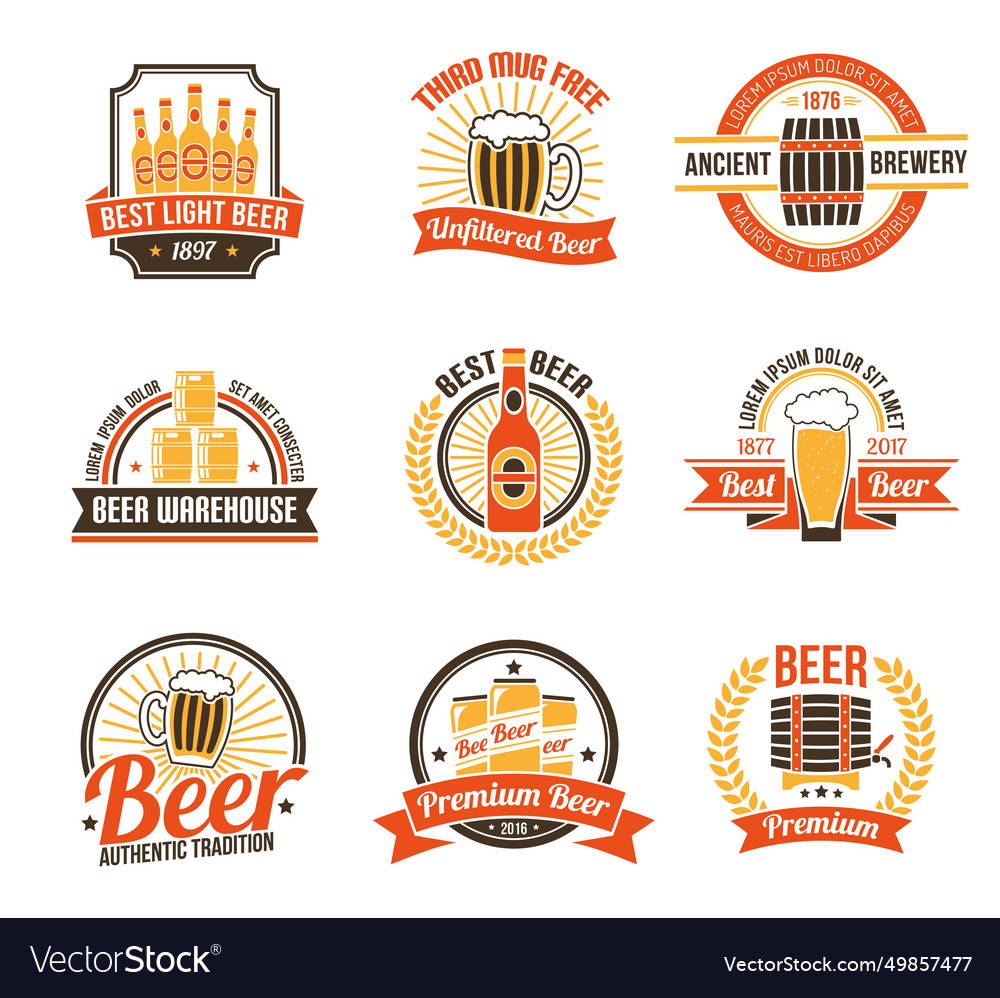 Brewery logo set Royalty Free Vector Image - VectorStock