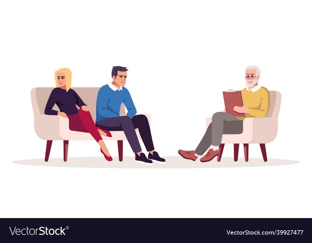 Couple psychotherapy session semi flat rgb color Vector Image