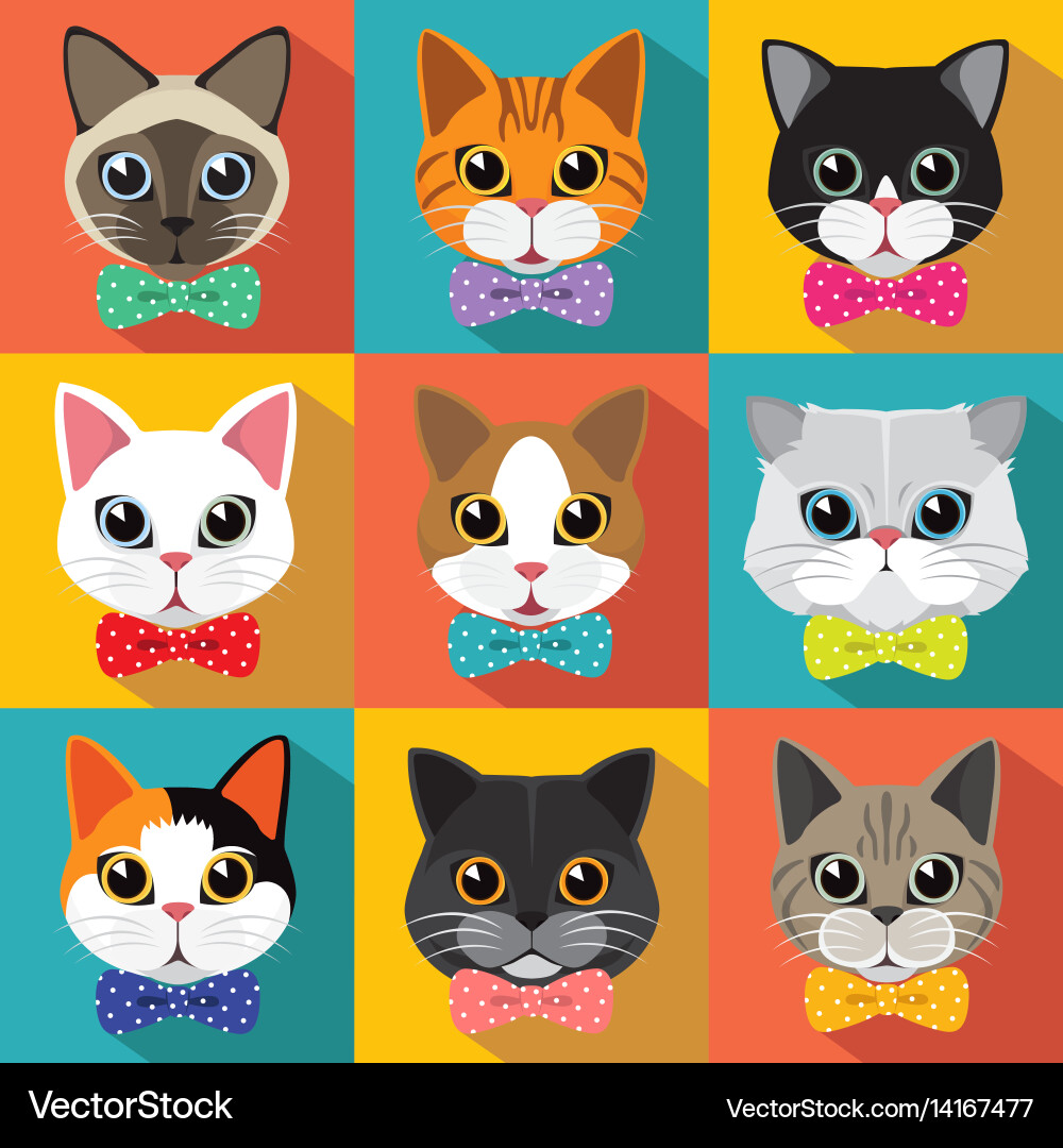Cute cats pattern Royalty Free Vector Image - VectorStock