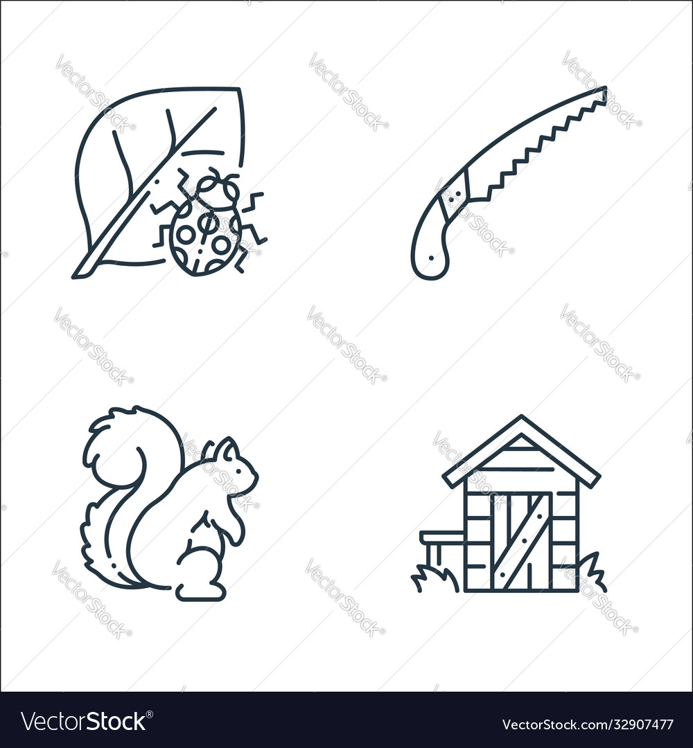 Gardening line icons linear set quality vector image Gardening line icons linear set quality