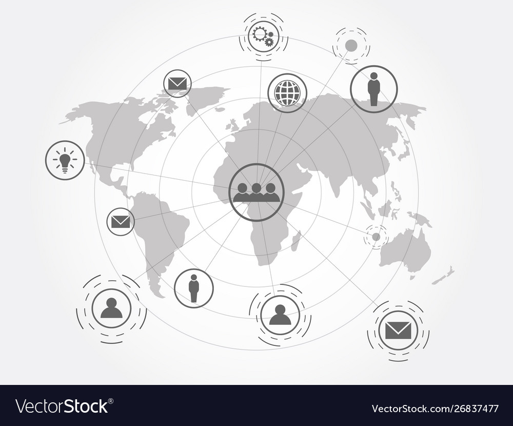 Global network connection with world map vector image Global network connection with world map