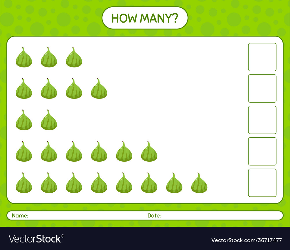 How many counting game with indian fig worksheet vector image How many counting game with indian fig worksheet