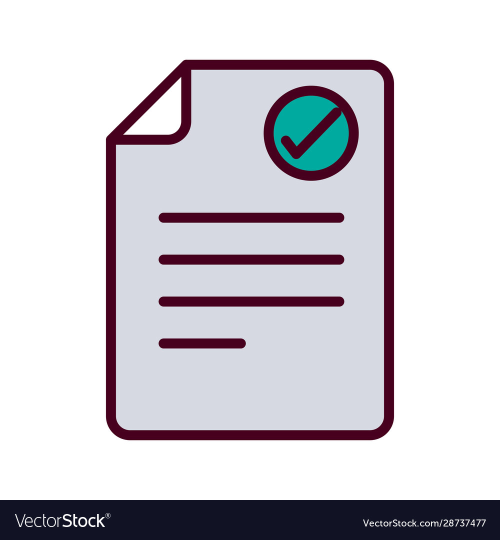Isolated data document and check mark