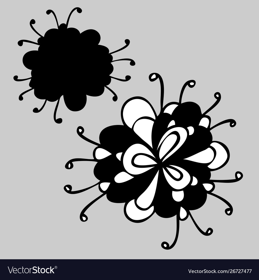 Isolated design abstract flowers in black