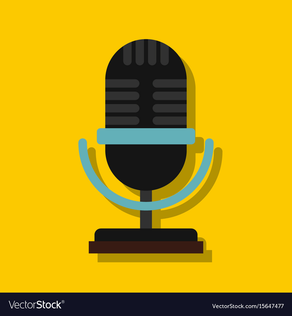 Microphone in flat style with shadow Royalty Free Vector