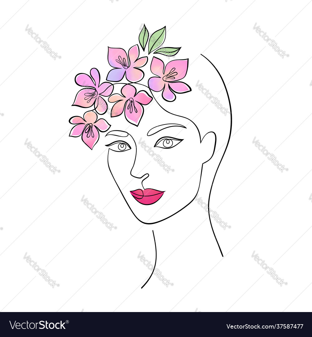 Minimal woman face Royalty Free Vector Image - VectorStock