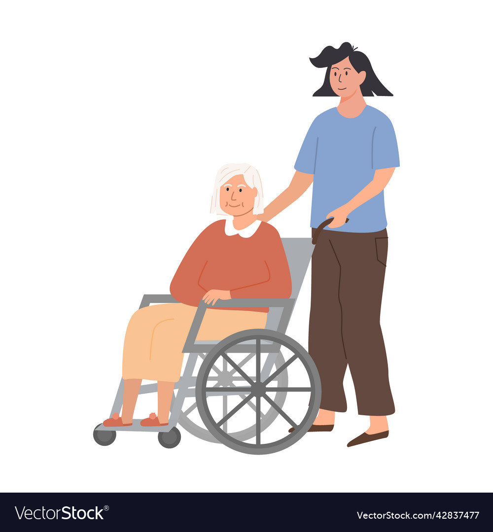 Nurse or volunteer taking care of elderly man