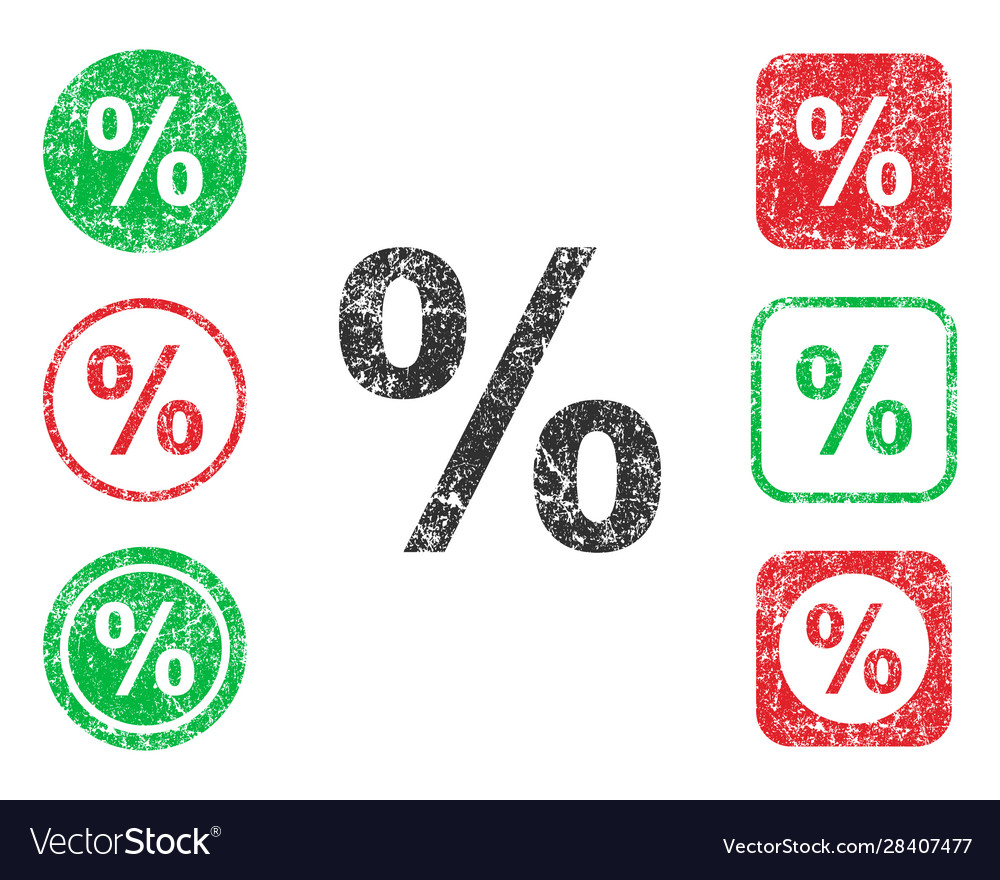 Percentage icon shape round and square button set