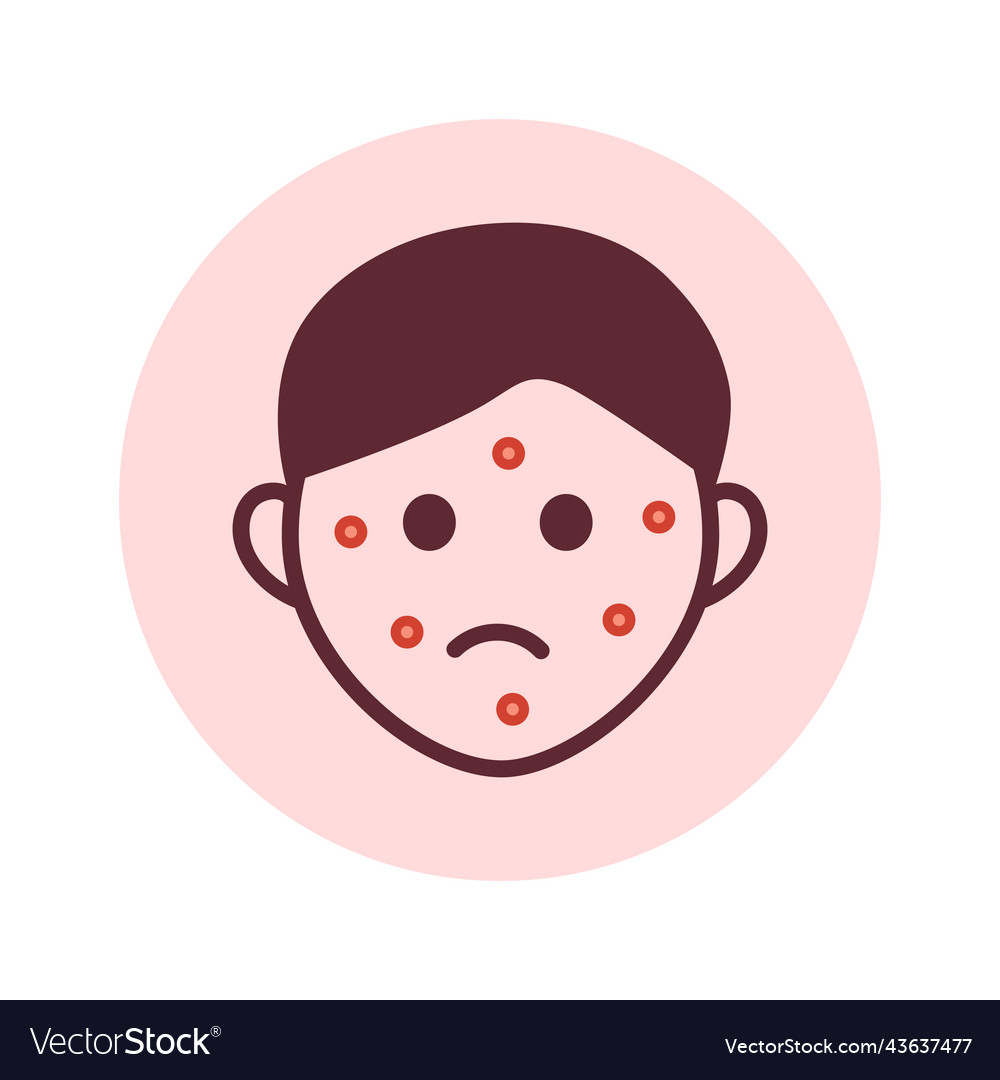 Rash On Face Line Icon Person Suffering Royalty Free Vector