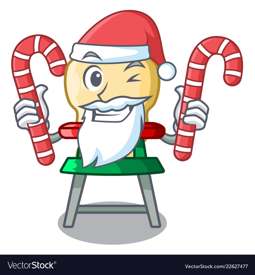 Santa with candy baby highchair isolated