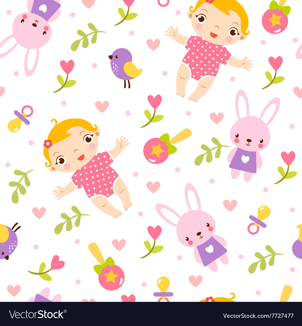 Seamless girl baby pattern